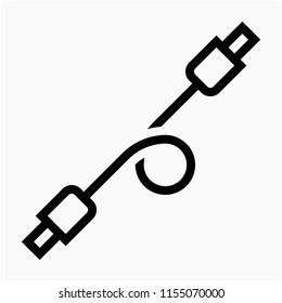 Outline USB Cable Pixel Perfect Vector Icon