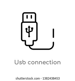 outline usb connection vector icon. isolated black simple line element illustration from electronic stuff fill concept. editable vector stroke usb connection icon on white background