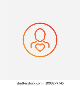 Outline user heart icon.gradient illustration isolated vector sign symbol
