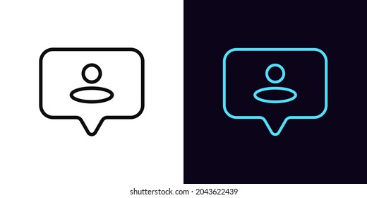 Outline user icon, with editable stroke. Linear bubble sign with person, helper pictogram. Online consultant and adviser, web support service. Vector icon, sign, symbol for UI and Animation