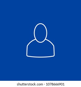 Outline user icon isolated on blue background. Vector illustration, EPS10.