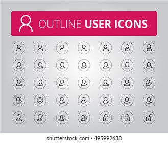 Outline User Icon Set