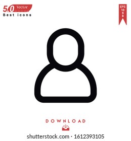 Outline user icon. user icon vector isolated on white background. Graphic design, material-design, nuclear element icons,  user interface. EPS 10 format vector