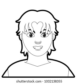 outline user man with casual shirt and hair