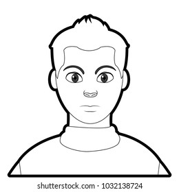 outline user man with hair design and shirt