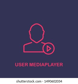 Outline user mediaplayer icon.user mediaplayer vector illustration. Symbol for web and mobile