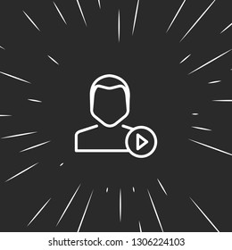 Outline user play icon illustration isolated vector sign symbol