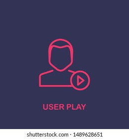 Outline user play icon.user play vector illustration. Symbol for web and mobile