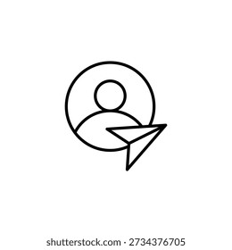 Outline User Profile Icon With Send Arrow For Social Media Sharing And Messaging