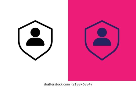 Icono de protector de usuario de esquema, con trazo editable. Signo de guardia personal, pictograma de seguridad de usuario. Icono del vector, signo, símbolo para la interfaz de usuario y animación