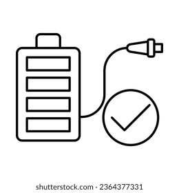 outline using battery charger icon on white background, icon design for apps, presentation, banner, sign, symbol, logo. Artificial intelligence icon concept. vector illustration.