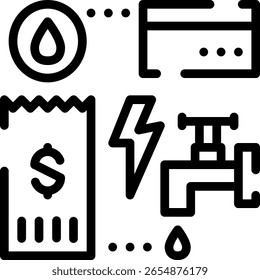An outline utility bill icon representing receipts or invoices. Perfect for finance tools, personal budgeting, and expense trackers.