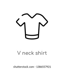 outline v neck shirt vector icon. isolated black simple line element illustration from clothes concept. editable vector stroke v neck shirt icon on white background