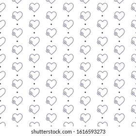 Outline valentine heart icon pattern seamless white background.