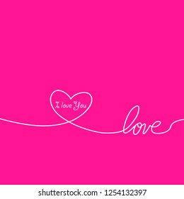 Outline Valentines day for Design, Website, Background, Banner. Heart Silhouette for greeting card or Premium flyer. Best gift. Valentines card with line heart and I Love You phrase. Vector