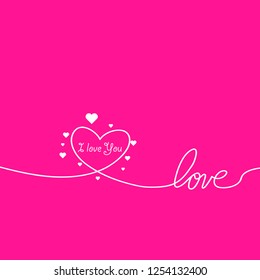 Outline Valentines day for Design, Website, Background, Banner. Heart Silhouette for greeting card or Premium flyer. Best gift. Valentines card with line heart and I Love You phrase. Vector