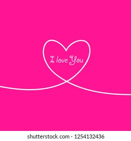 Outline Valentines day for Design, Website, Background, Banner. Heart Silhouette for greeting card or Premium flyer. Best gift. Valentines card with line heart and I Love You phrase. Vector