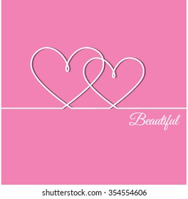 Outline Valentines day for Design, Website, Background, Banner. Heart Silhouette for greeting card or Premium flyer. Valentines card with line heart and Beautiful phrase. Vector. Best gift