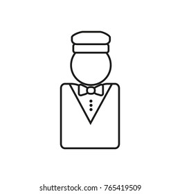 Outline Valet icon. Flat outline style drawing pictogram isolated on white background. Concierge symbol, logo illustration. Vector Icon