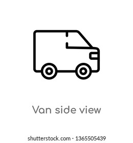 outline van side view vector icon. isolated black simple line element illustration from mechanicons concept. editable vector stroke van side view icon on white background