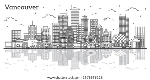 Outline Vancouver Canada City Skyline Modern Stock Vector (Royalty Free ...