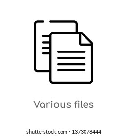 outline various files vector icon. isolated black simple line element illustration from education concept. editable vector stroke various files icon on white background