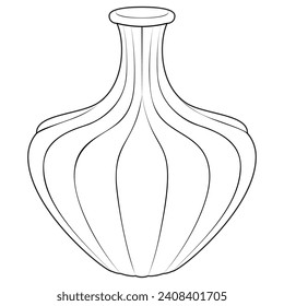 Outline vase, vector linear. Vase pottery, ancient pot greek illustration. Black and white. Art therapy Coloring page. Vector illustration