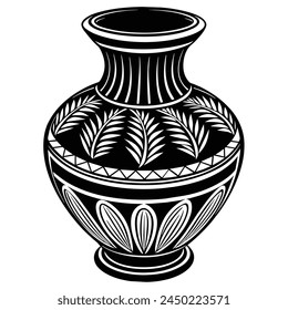 Outline vase, vector linear. Vase pottery, ancient pot Greek illustration. Black and white. Art therapy Coloring page. Vector illustration