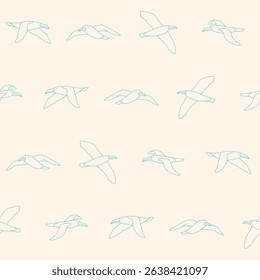 Outline Vector Albatross Seamless Pattern Background for Print Fabric Surface Fashion Wrapping