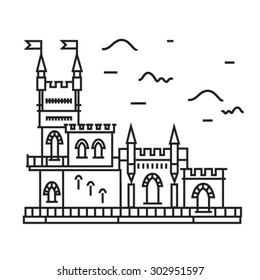 Outline vector ancient castle