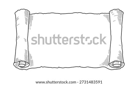Outline vector of ancient paper scroll.