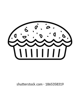 Outline vector apple pie icon isolated on white background. esp