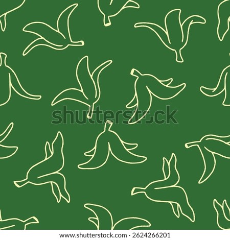Outline Vector Banana Peel Pattern Repeat Seamless for Wallpaper Background Cover Packaging