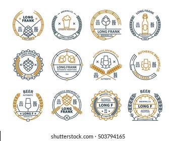 Outline vector beer emblems, symbols, icons,  badges collection.