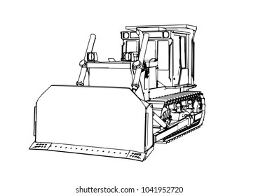 outline vector bulldozer