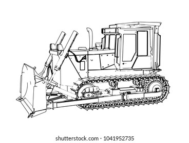 outline vector bulldozer