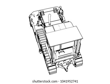 outline vector bulldozer