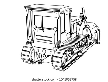 outline vector bulldozer