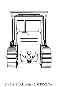 outline vector bulldozer