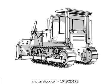 outline vector bulldozer
