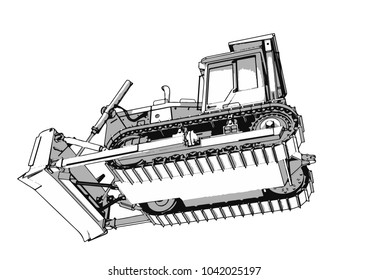 outline vector bulldozer
