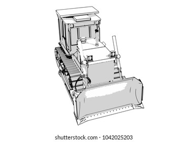 outline vector bulldozer
