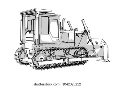 outline vector bulldozer
