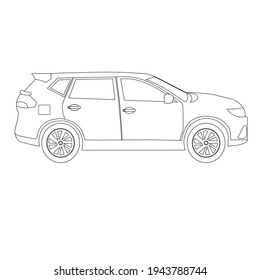 The outline vector car, suitable for kids coloring book, car illustration in a magazine, etc.