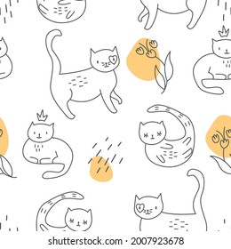 Outline vector cat pattern on a white background.