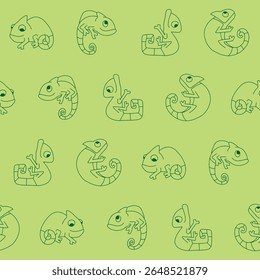 Ilustração de padrão de camaleão de vetor de contorno sem empacotamento da tampa do plano de fundo do papel de parede