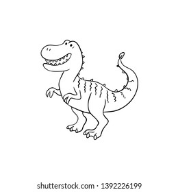 Outline Vector Character. Dinosaur Children's Illustration. T-Rex