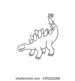 Outline Vector Character. Dinosaur Children's Illustration. Stego