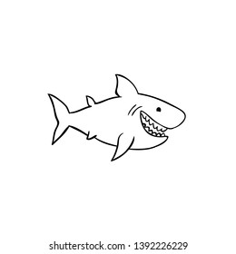 Outline Vector Character. White Shark
