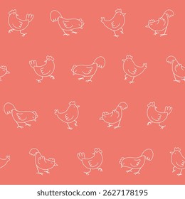 Umriss Vektor Hühnchen Muster Illustration nahtlos für Wallpaper Hintergrund Cover Verpackung